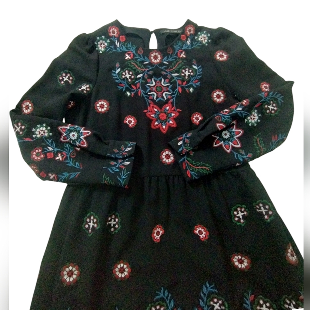 Zara‎ Women's Large Fairy Floral Embroidered Bohemian Cottagecore Dark Romantic